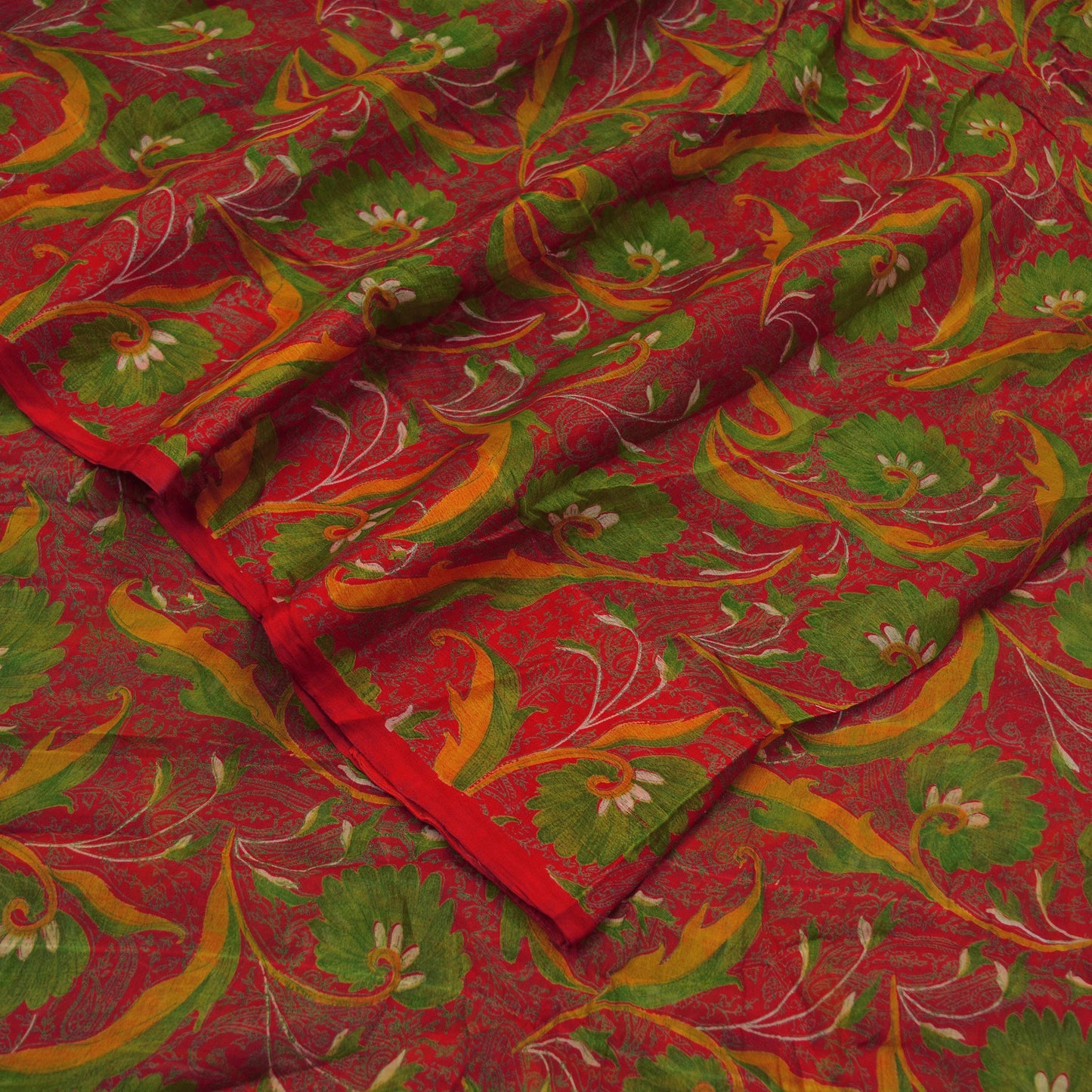 Indian Vintage Sari Red Pure Silk Printed Saree 6yd Sewing Craft Fabric DressMaking Soft Wrap Quilting Crafting