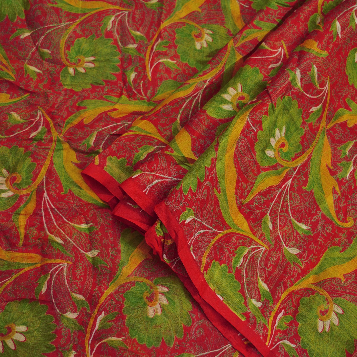 Indian Vintage Sari Red Pure Silk Printed Saree 6yd Sewing Craft Fabric DressMaking Soft Wrap Quilting Crafting