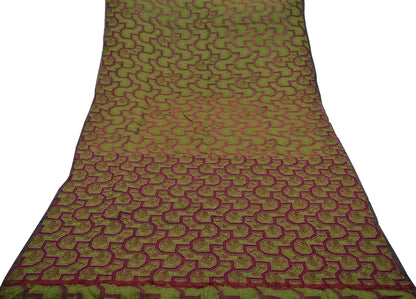 The vintage Creations Indian Vintage Sari Green & Maroon Hand Embroidered Saree Pure Organza Silk Fabric 5Yd Ethnic Dress Making Crafting
