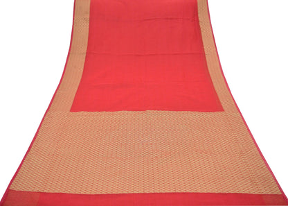 The vintage Creation Indian Vintage Sari Red Hand Woven Saree Organza Craft Fabric 6Yd Ethnic Sewing Crafting Quilting Upcycle Dress making