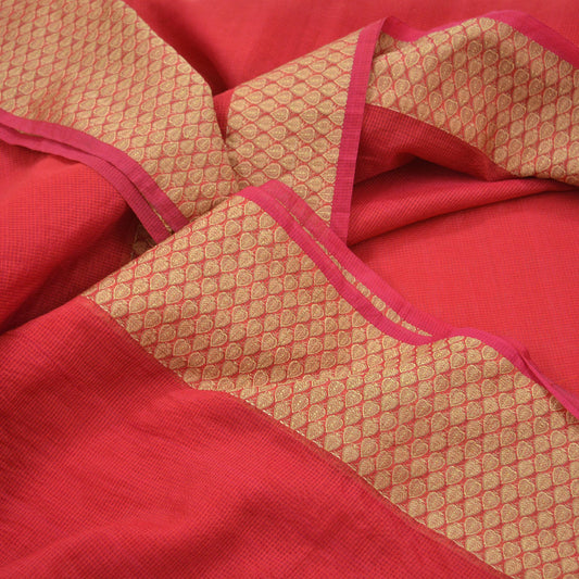 The vintage Creation Indian Vintage Sari Red Hand Woven Saree Organza Craft Fabric 6Yd Ethnic Sewing Crafting Quilting Upcycle Dress making