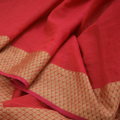 The vintage Creation Indian Vintage Sari Red Hand Woven Saree Organza Craft Fabric 6Yd Ethnic Sewing Crafting Quilting Upcycle Dress making