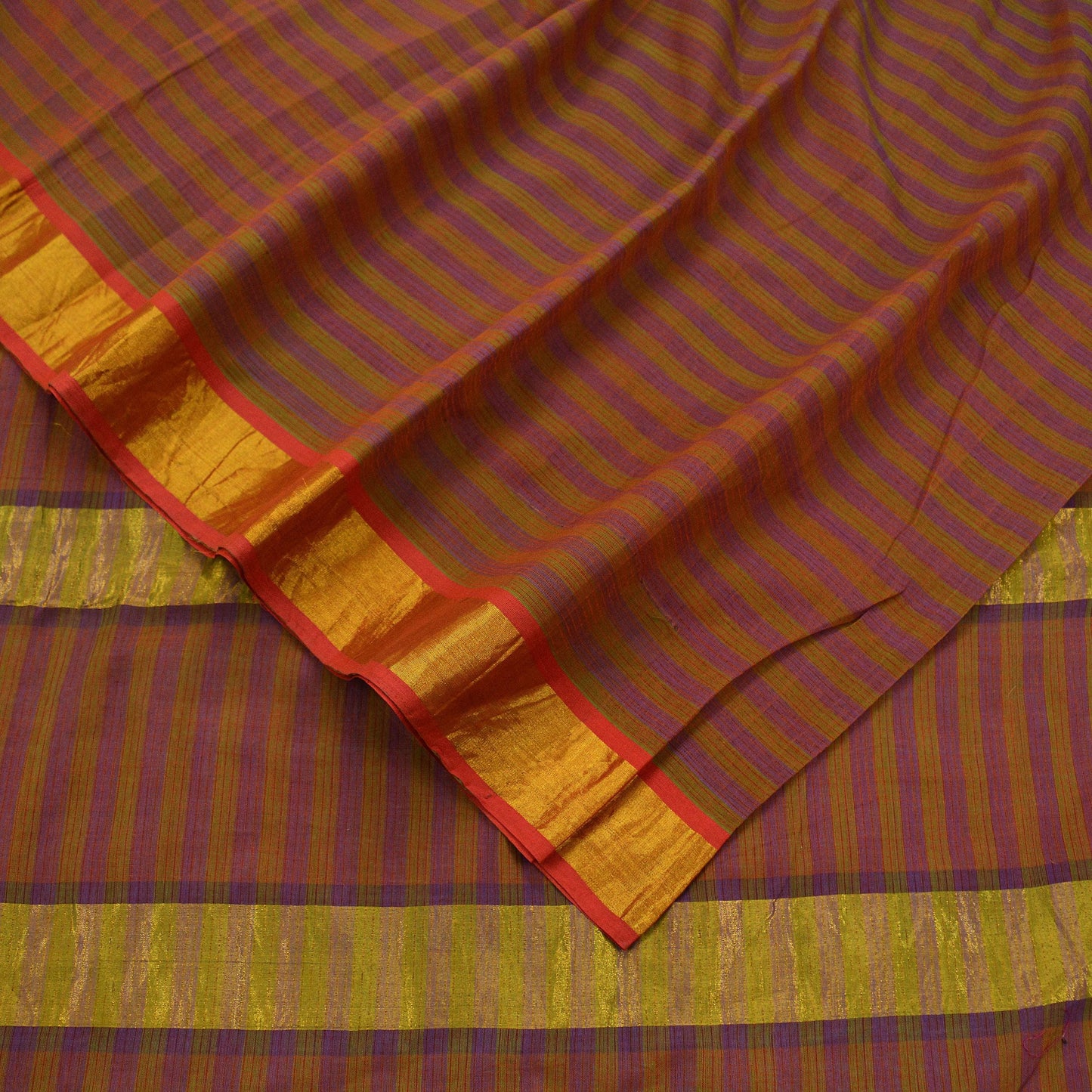 Indian Vintage Sari Pure Chanderi Cotton Hand Woven Sarees 5Yd Craft Fabric Soft Sewing Sarong Dress Making Quilting Crafting
