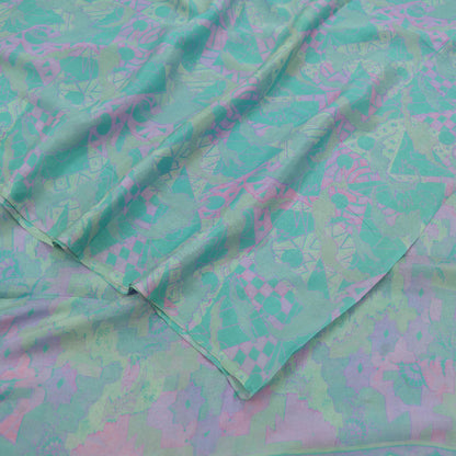 Indian Vintage Gray & Pink Sarees 100% Pure Silk Printed Sari 5yd Sewing Craft Fabric Dress Making Soft Wrap Boho Crafting Quilting Upcycle