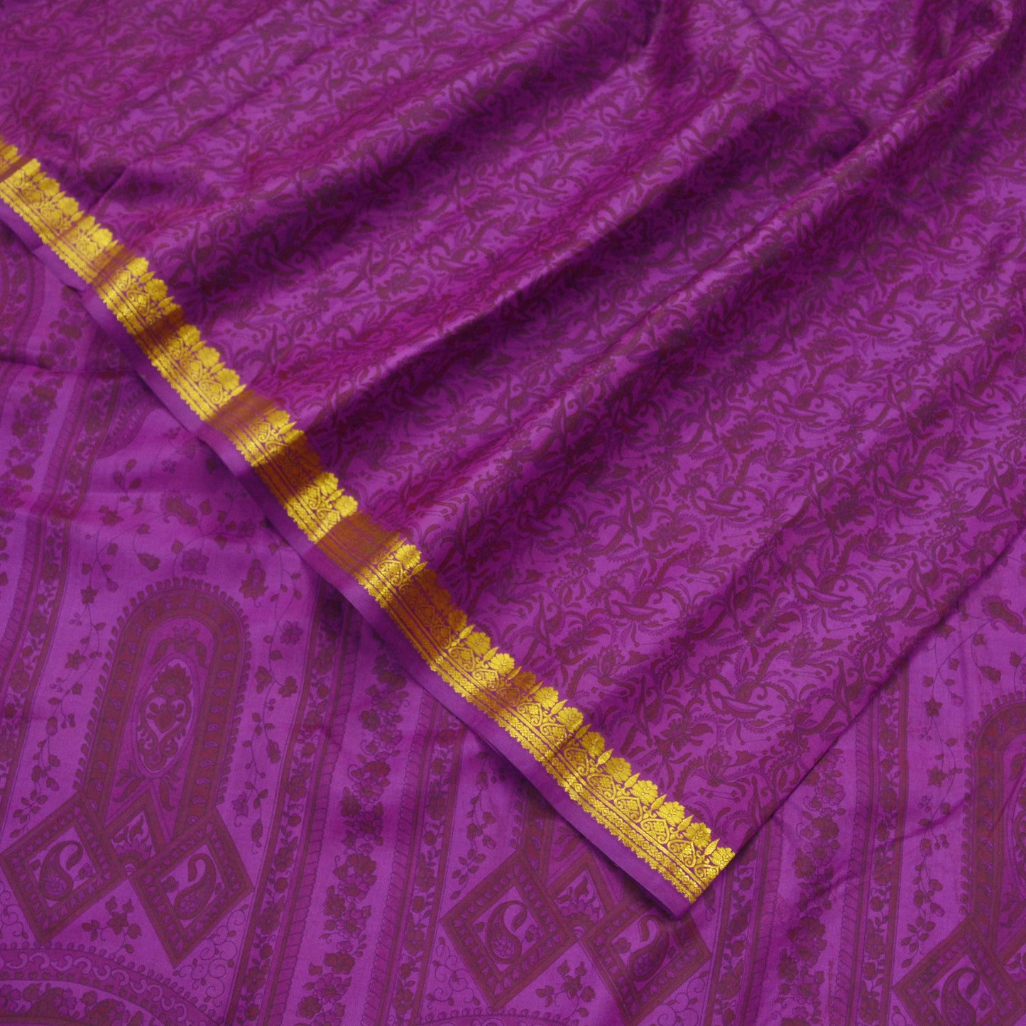 Indian Vintage Sari Purple 100% Pure Silk Printed Sarees 6yd Sewing Craft Fabric Zari Dress Making Soft Quilting Used Crafting Upcycle