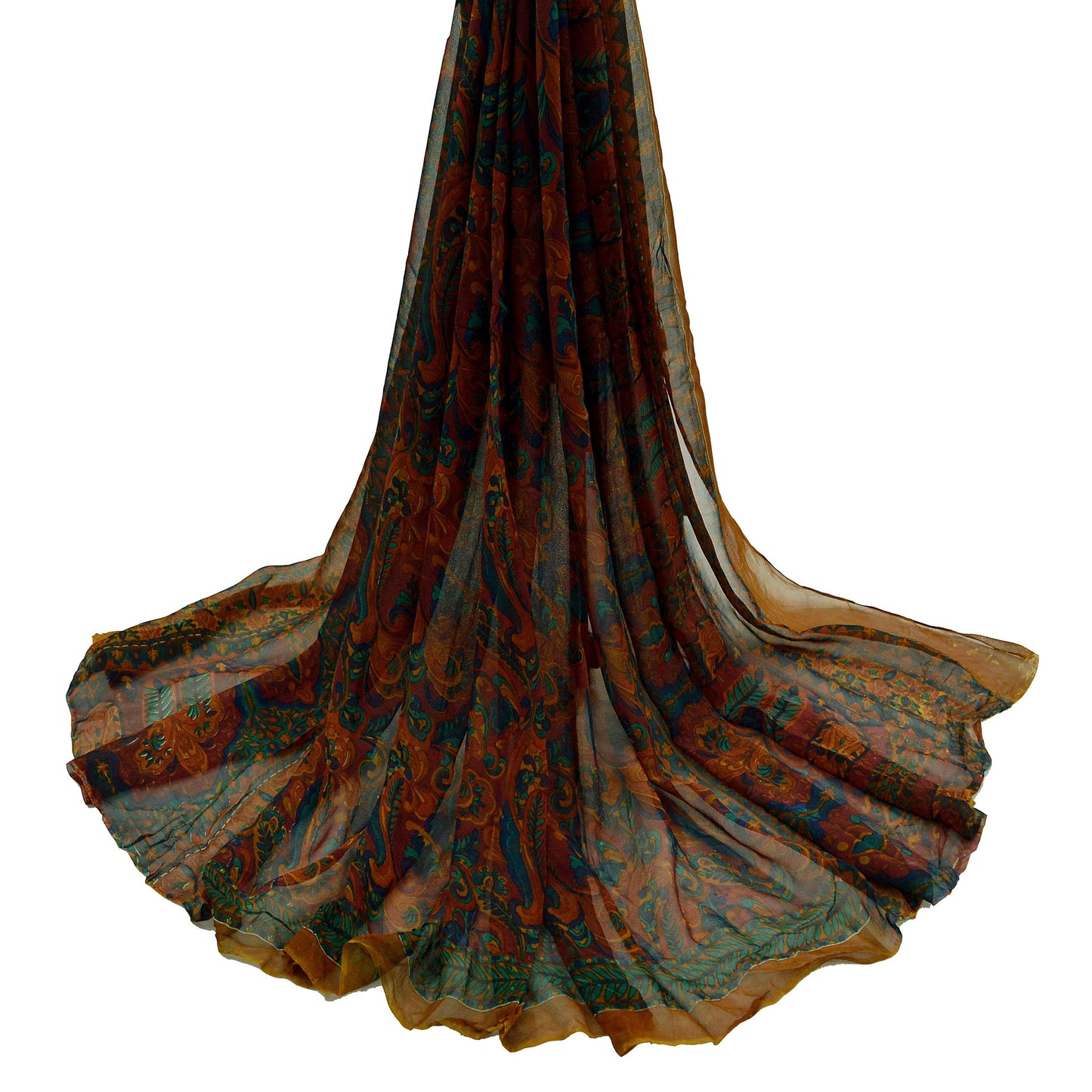 Indian Vintage Dupatta Long Stole printed stole Pure Georgette Silk Scarves Veil Wrap Soft