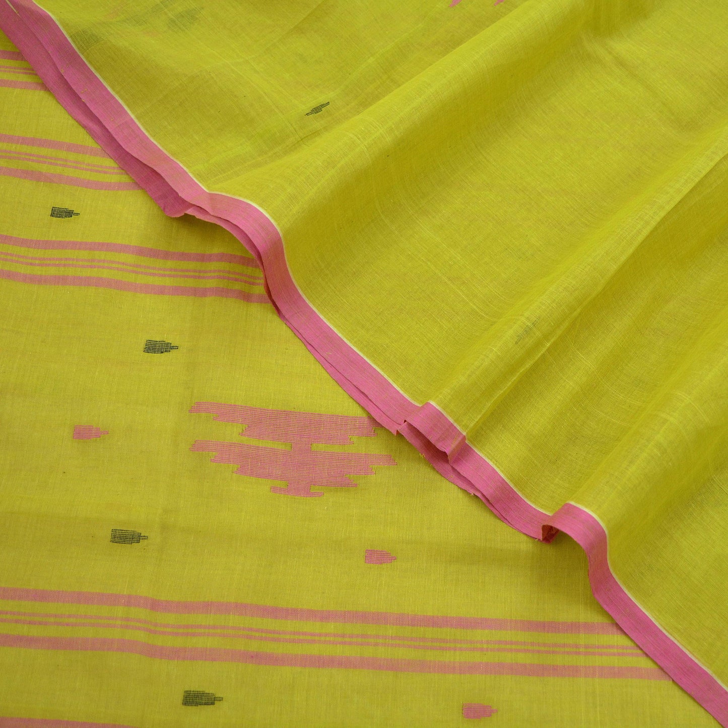 Indian Vintage Sarees Green Pure Cotton Hand Woven Sari 5yd Ethnic Floral Craft Fabric Dress making Upcycle Crafting Quilting