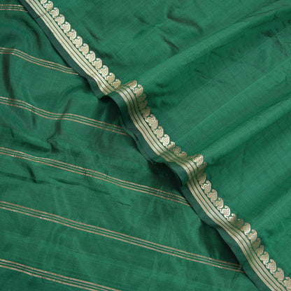 Indian Vintage Sari Green Mysore Silk Woven Sarees Craft Fabric 5Yd Ethnic South silk Dress Making Crafting Upcycle Quilting Zari Border