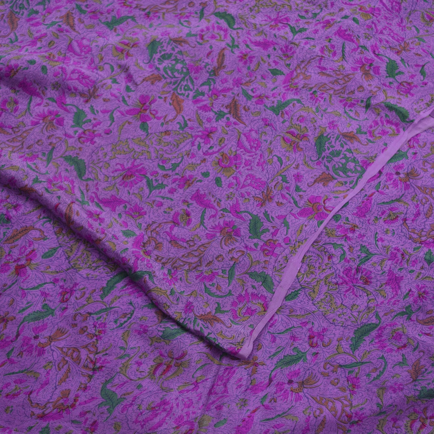 Indian Vintage Sari Purple 100% Pure Silk Printed Sarees 6yd Sewing Craft Fabric Dress Making Soft Wrap Floral Crafting Quilting Upcycle