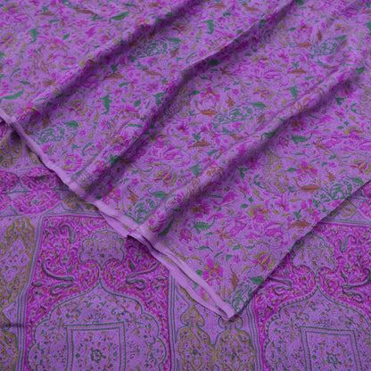 Indian Vintage Sari Purple 100% Pure Silk Printed Sarees 6yd Sewing Craft Fabric Dress Making Soft Wrap Floral Crafting Quilting Upcycle