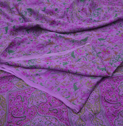 Indian Vintage Sari Purple 100% Pure Silk Printed Sarees 6yd Sewing Craft Fabric Dress Making Soft Wrap Floral Crafting Quilting Upcycle