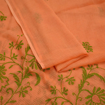 Indian Vintage Orange Dupatta Long Stole Pure Cotton Handmade Chikankari Scarves Veil Scarf Wrap Hippie Boho Soft