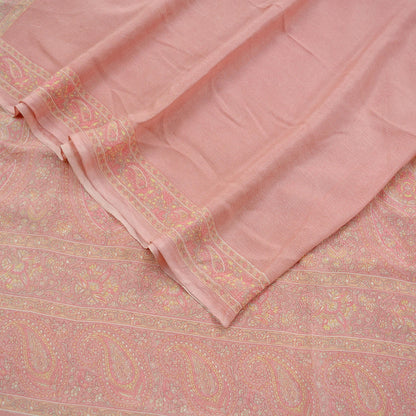 Women Indian Vintage Dupatta Peach Long Stole Pure silk Printed Dupatta Veil Scarves soft Boho Wrap Dressmaking Floral Design