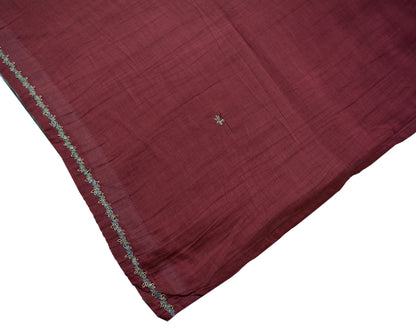 Indian Vintage Maroon Dupatta Long Stole Hand Embroidered stole Pure Cotton Scarves Veil Wrap Soft Floral Zardozi/ Dabka