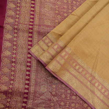 Indian Vintage Sari Beige & Purple 100% Pure Silk Hand Woven Sarees Craft Fabric 5Yd Ethnic Sewing Dress making Crafting Quilting Upcycle