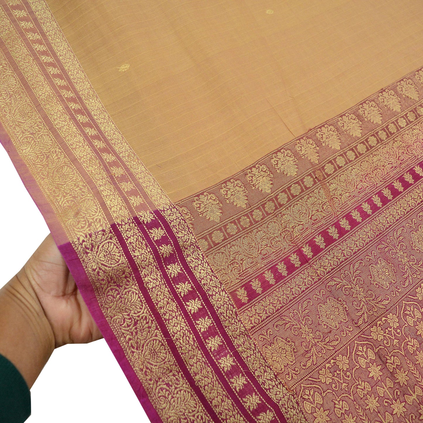 Indian Vintage Sari Beige & Purple 100% Pure Silk Hand Woven Sarees Craft Fabric 5Yd Ethnic Sewing Dress making Crafting Quilting Upcycle