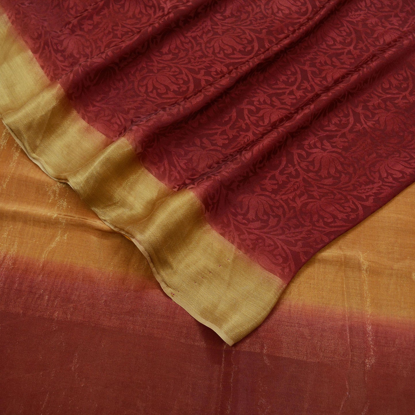 Indian Vintage Sari Pure Crepe Silk Hand Woven Sarees 5yd Sewing Craft Fabric Zari Border Dress making Crafting Quilting