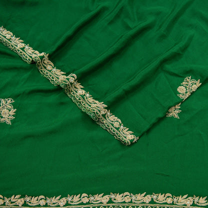 Indian Vintage Green Dupatta Long Stole Crepe Embroidered Indian Scarves Veil Scarf Wrap Hippie Boho Zardozi/ Dabka