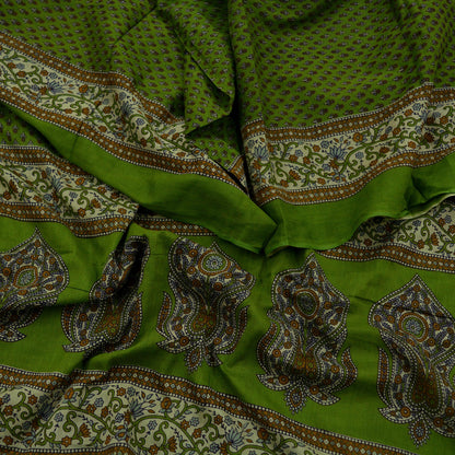 Indian Vintage Dupatta Green Long Stole Block Print Pure Cotton Indian Scarves Scarf Veil Wrap Boho Soft Floral Design