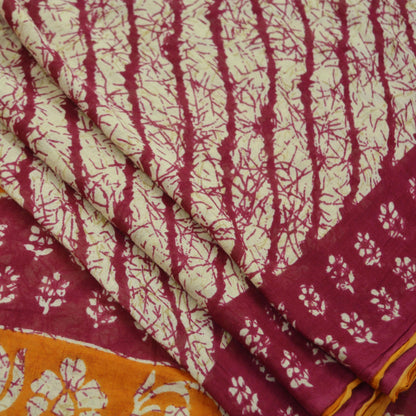 Indian Vintage Sari Pink & Beige Printed Saree 100% Pure Cotton 5Yd Craft Fabric Soft Sewing Sarong Wrap Floral Quilting Dress designing