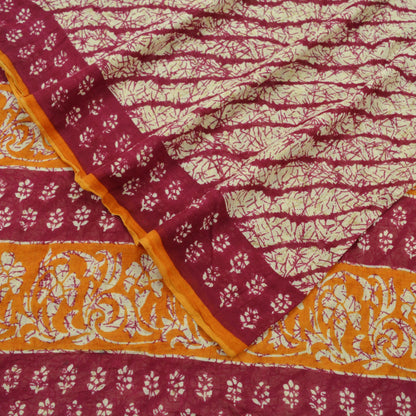 Indian Vintage Sari Pink & Beige Printed Saree 100% Pure Cotton 5Yd Craft Fabric Soft Sewing Sarong Wrap Floral Quilting Dress designing