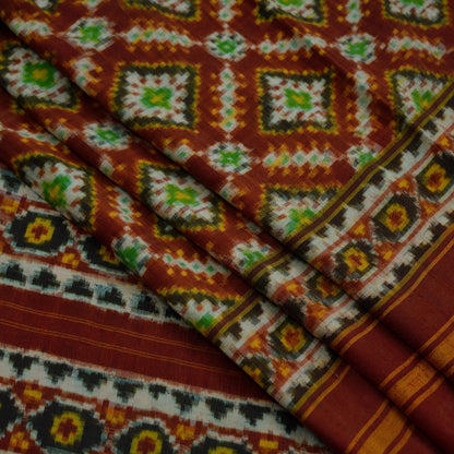 Indian Antique Vintage Hand Woven Double Ikat Patola Sarees 100% Pure Silk Craft Fabric 5Yd Dress Making Sewing For wearing