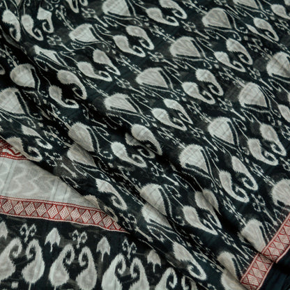 Indian Vintage Black & White Saree Printed Pure Cotton Indian Sari Craft Fabric 5Yd Sewing Soft Sarong Wrap Boho Paisley Quilting Crafting