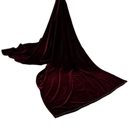 Indian Vintage Dupatta Maroon Long Stole velvet Scarves Veil Hijab Wrap Scarf Boho For her For women's Bollywood stole