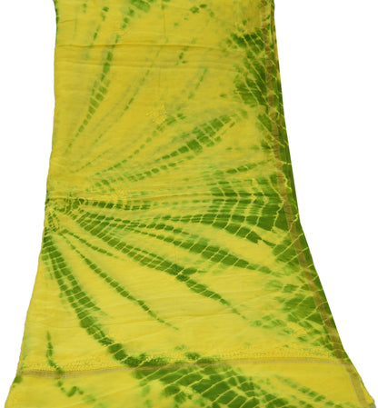 Indian Vintage Yellow & Green Dupatta Long Stole Pure Chanderi silk Handmade Chikankari Scarves Veil Scarf Wrap Zari Paisley Design