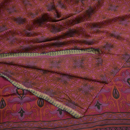 Indian Vintage Sari Pink 100% Pure Silk Woven Printed Sarees 5yd Sewing Craft Fabric DressMaking Zari Border Quilting Upcycle Crafting