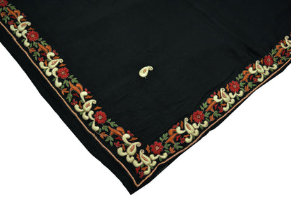 Indian Vintage Heavy Black Dupatta Pure silk Long Stole Hand Embroidered Hijab Scarves Veil Wrap Party wear Zardozi/ Dabka