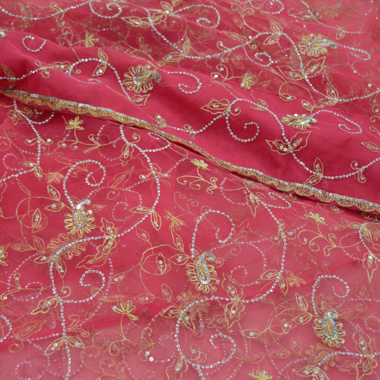 Indian Vintage Heavy Sari Pink Net/Mesh Hand Embroidered Sarees Craft Fabric 6Yd Sewing Soft Zardozi/Dabka Zari Sequins Wedding sarees