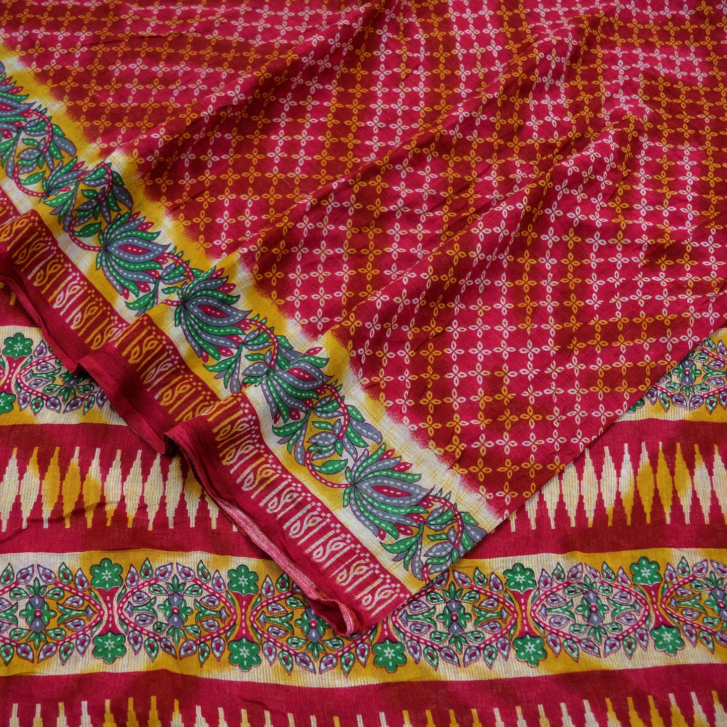 Indian Vintage Sari Pink Printed Pure Cotton Saree Craft Fabric 5Yd Soft Sewing Sarong Wrap Boho Floral Dress making Crafting