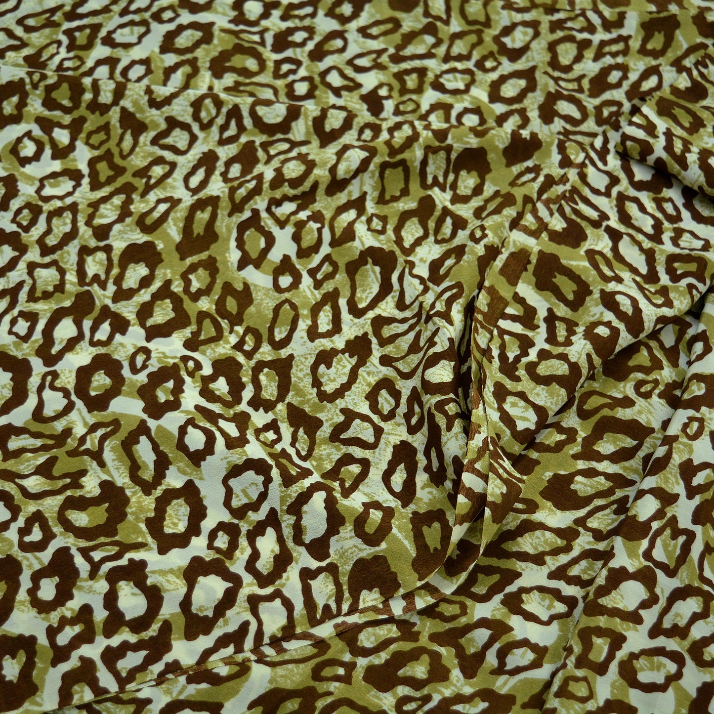 Indian Vintage Sari Ivory & Brown Pure Crepe Silk Printed Sarees 5yd Sewing Abstract Soft Craft Fabric Wrap quilting Crafting Dress making