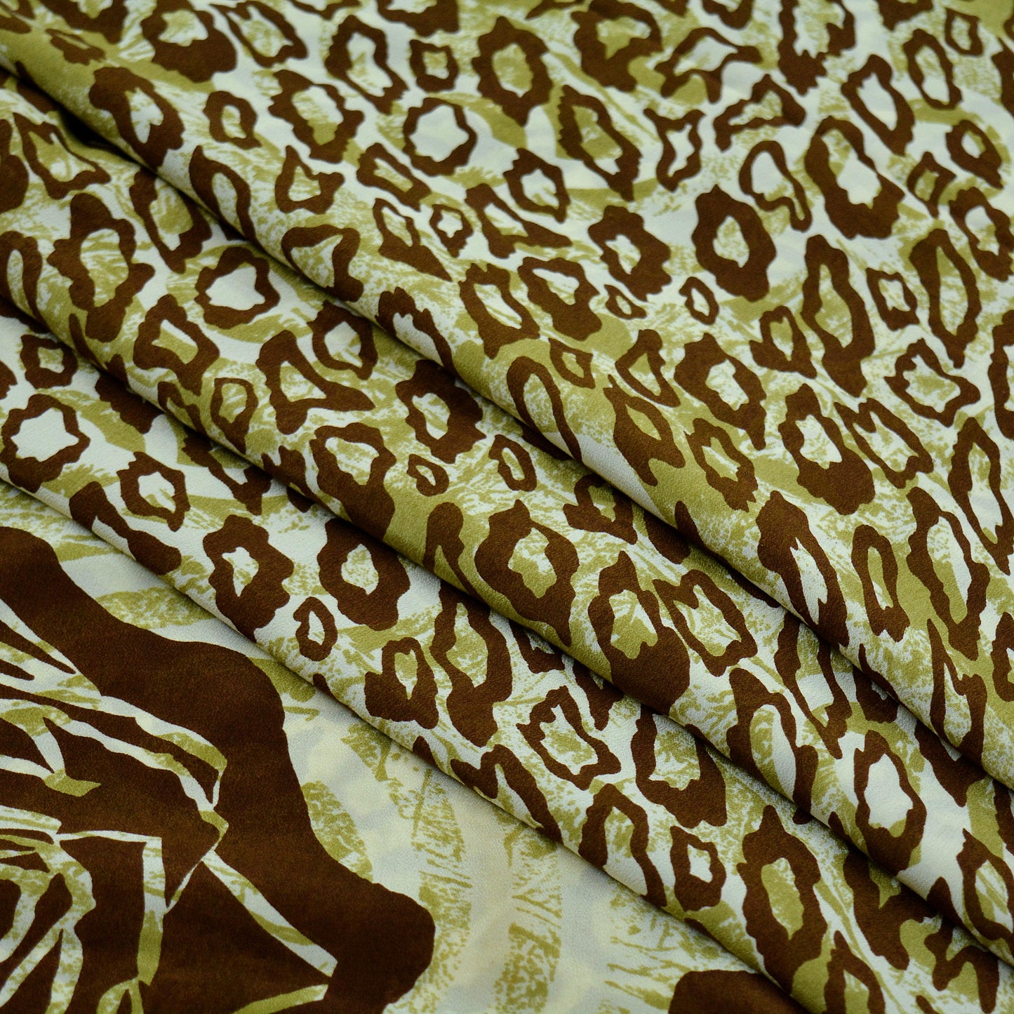 Indian Vintage Sari Ivory & Brown Pure Crepe Silk Printed Sarees 5yd Sewing Abstract Soft Craft Fabric Wrap quilting Crafting Dress making