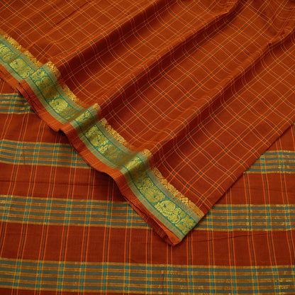 Indian Vintage Sari Orange Pure Cotton Hand Woven Sarees 5yd Craft Fabric Ethnic Soft Sewing Zari Dress making Quitting Crafting Upcycle