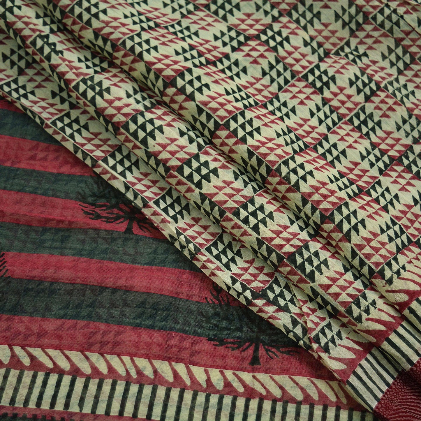 The vintage Creation Indian Vintage Sari Ivory Pure chanderi Silk Block Printed Sarees Craft Fabric 5Yd Soft Zari Border Dress making