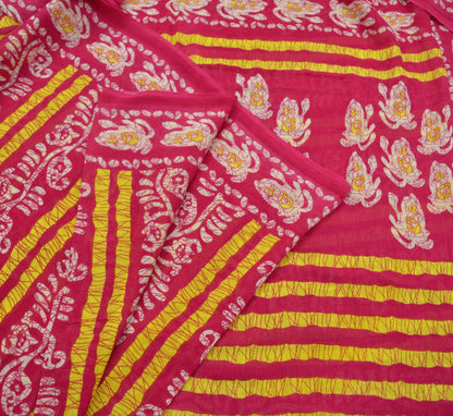 Indian Vintage Sari Pink Batik Printed Saree 100% Pure Cotton 5Yd Craft Fabric Soft Sewing Sarong Wrap Boho Quilting Dress Making