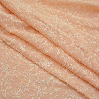Indian Vintage Peach Dupatta Long Stole Pure Cotton Handmade Chikankari Scarves Veil Scarf Wrap Hippie Boho Soft