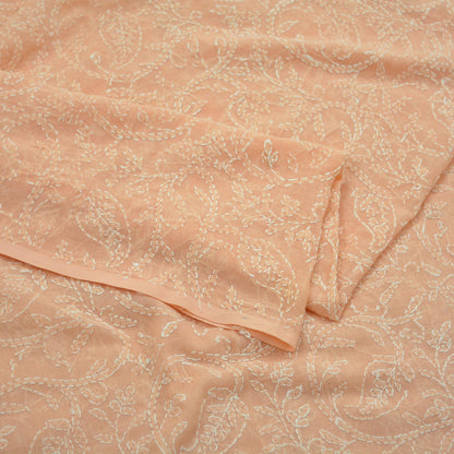Indian Vintage Peach Dupatta Long Stole Pure Cotton Handmade Chikankari Scarves Veil Scarf Wrap Hippie Boho Soft