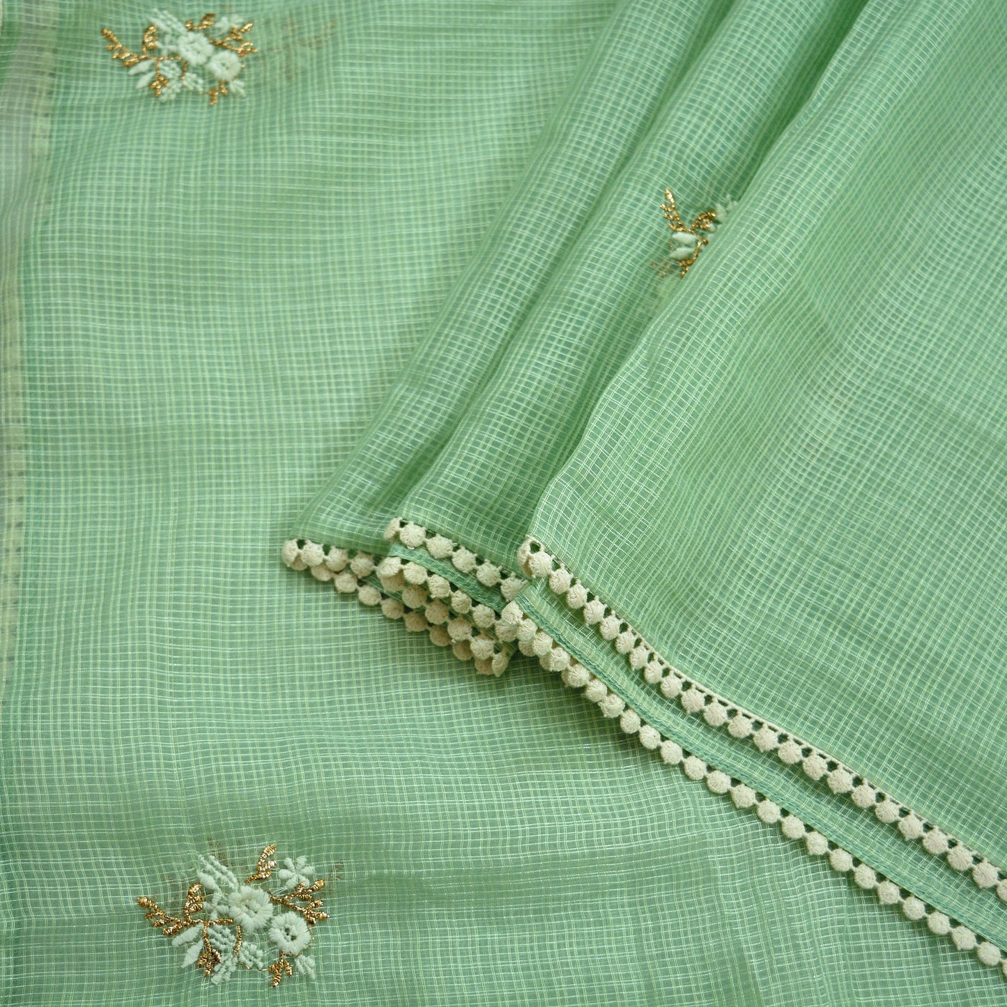 Indian Vintage Dupatta Green Long Stole Pure Silk Hand Embroidered Woven Fabric Scarves Veil Scarf Wrap Soft Hijab Party wear veil