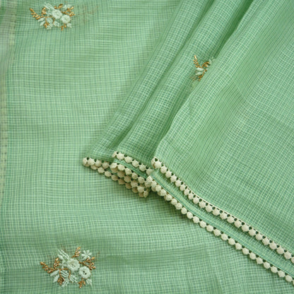 Indian Vintage Dupatta Green Long Stole Pure Silk Hand Embroidered Woven Fabric Scarves Veil Scarf Wrap Soft Hijab Party wear veil