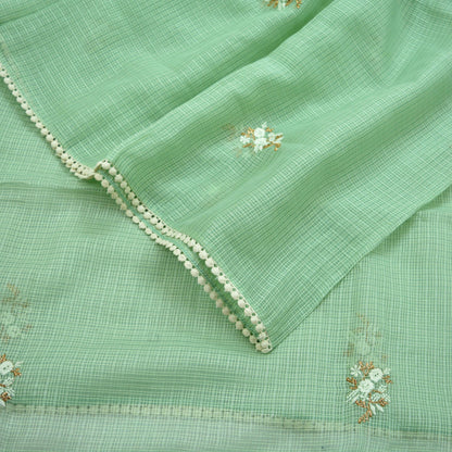 Indian Vintage Dupatta Green Long Stole Pure Silk Hand Embroidered Woven Fabric Scarves Veil Scarf Wrap Soft Hijab Party wear veil