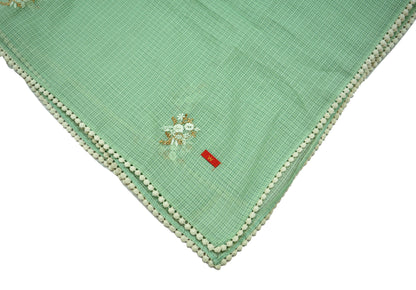Indian Vintage Dupatta Green Long Stole Pure Silk Hand Embroidered Woven Fabric Scarves Veil Scarf Wrap Soft Hijab Party wear veil