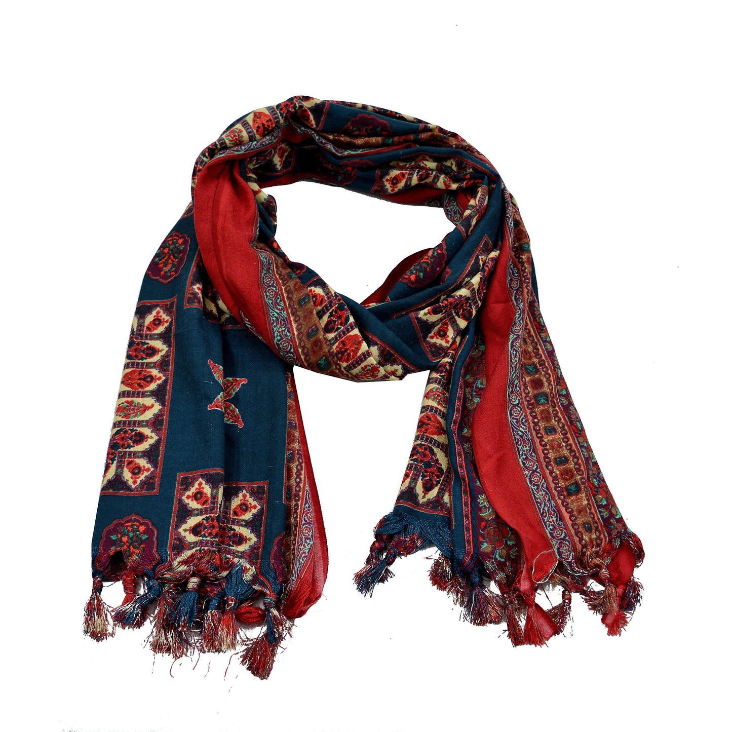 Indian Vintage Long Stole Woolen Scarf Dupatta Infinity Scarves Printed Sarong Wrap Craft Fabric Veil Woman Hijab Shawl Floral