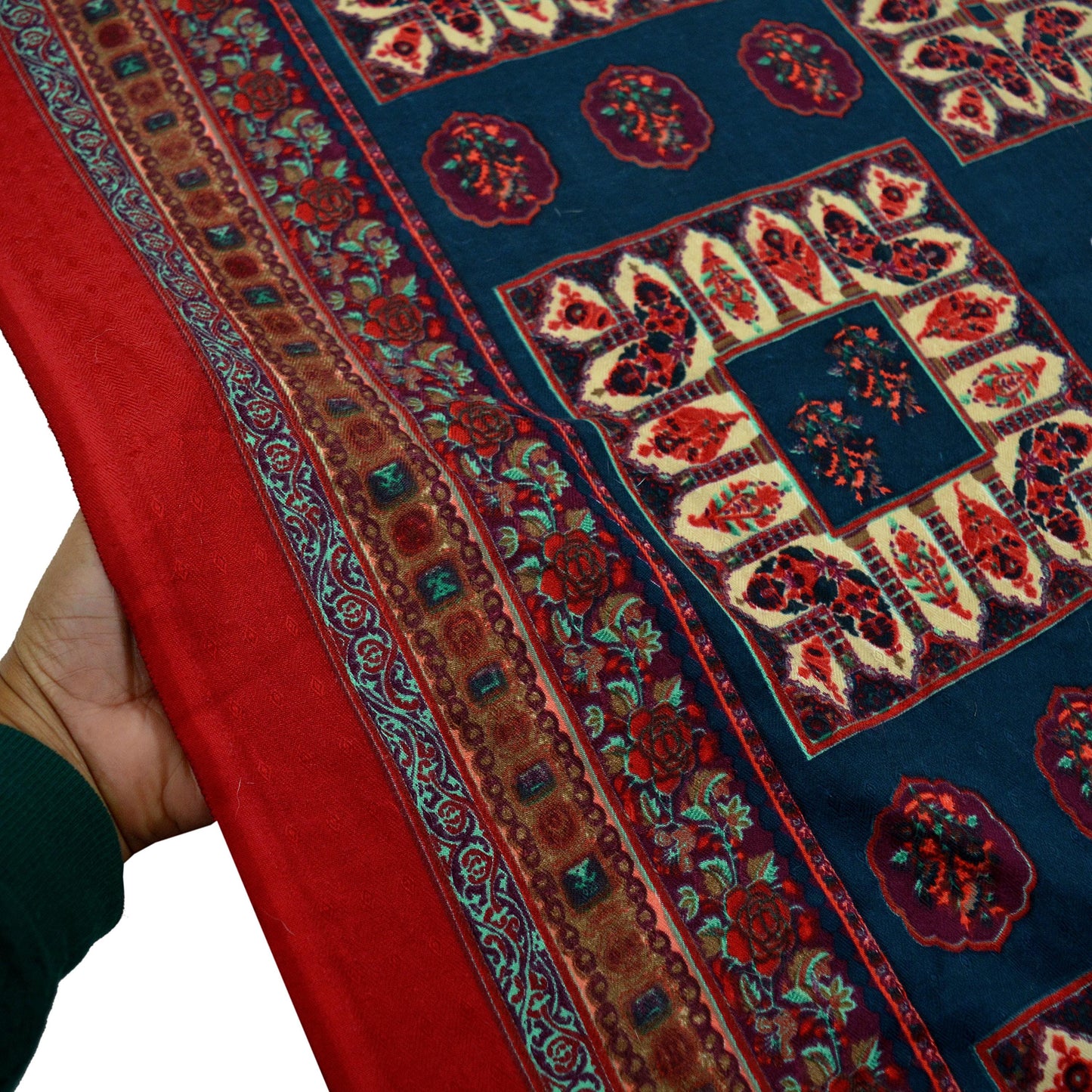 Indian Vintage Long Stole Woolen Scarf Dupatta Infinity Scarves Printed Sarong Wrap Craft Fabric Veil Woman Hijab Shawl Floral