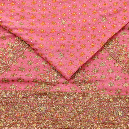 Indian Vintage Pink Saree Pure Georgette Silk Pre-owned Hand Beaded Ritu Kumar Designer Sari Fabric 6Yd Soft Ethnic Bollywood Party sarees