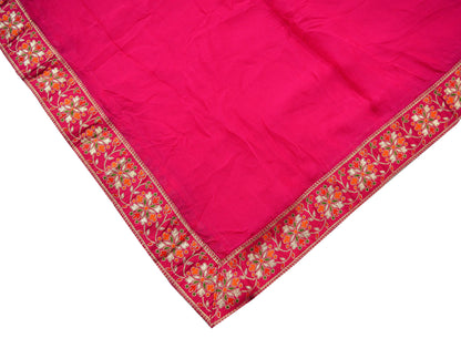 Indian Vintage Pink Dupatta Pure Chiffon silk Long Stole Hand Woven Scarves Floral Design Stole Veil Wrap