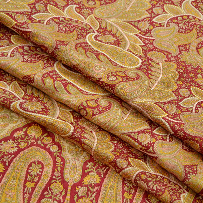 Indian Vintage Sari Dark Red 100% Pure Silk Printed Sarees Craft Fabric 6yard Sewing DressMaking Soft Paisley Crafting Quilting Upcycle