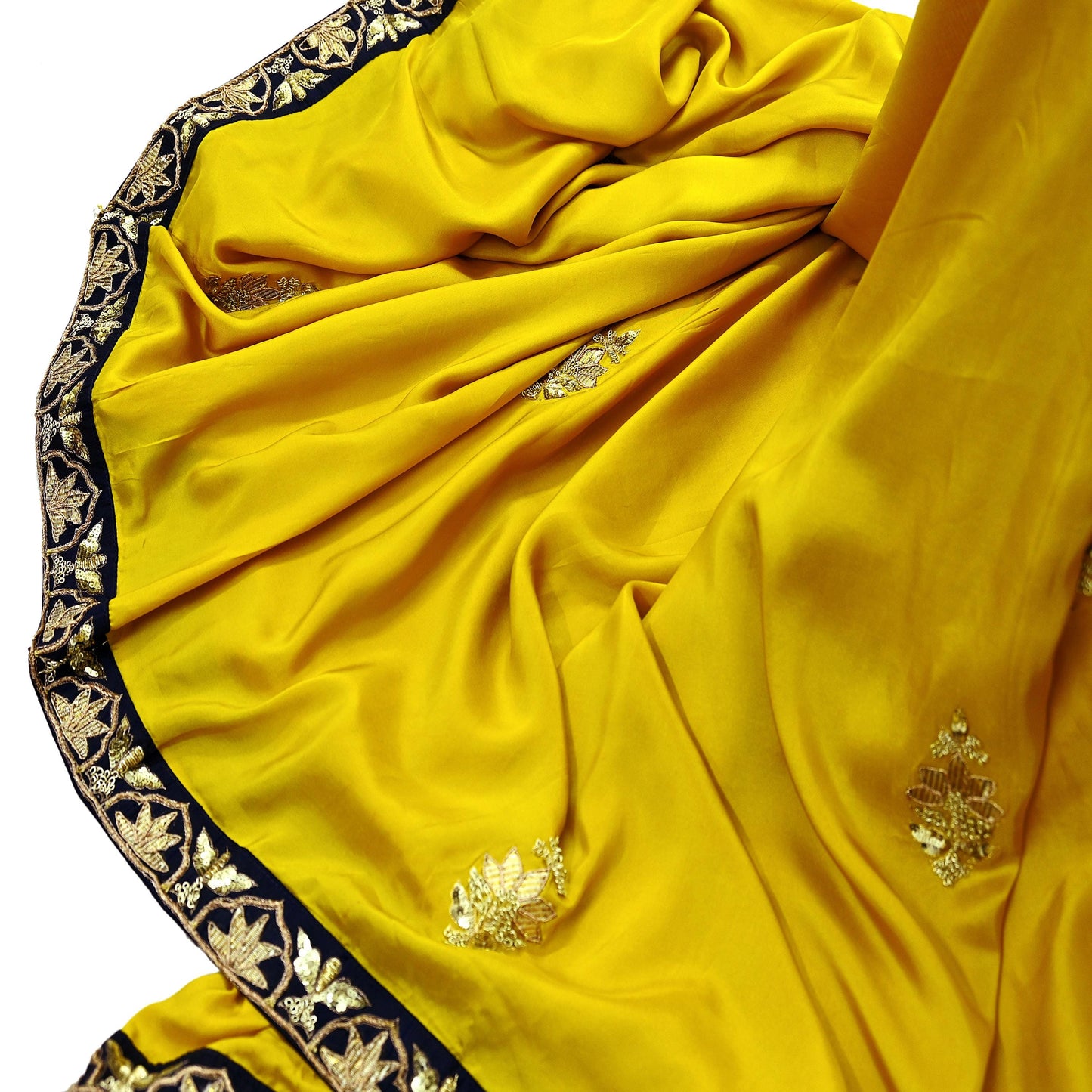 Indian Pre-owned Yellow Saree Pure Silk Hand Embroidered Sabyasachi Designer Sari 6Yd Soft Ethnic Bollywood Party saree Dress making Zardozi